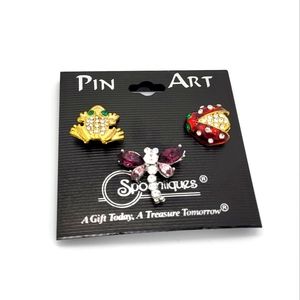 3 pin collection - frog, ladybug, dragonfly vintage pin collection